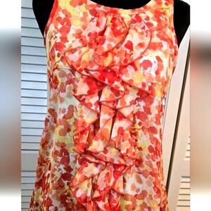 Candies Brand Multi Ruffled Abstract Yellow Orange Red Crochet Tie Back Girlcore